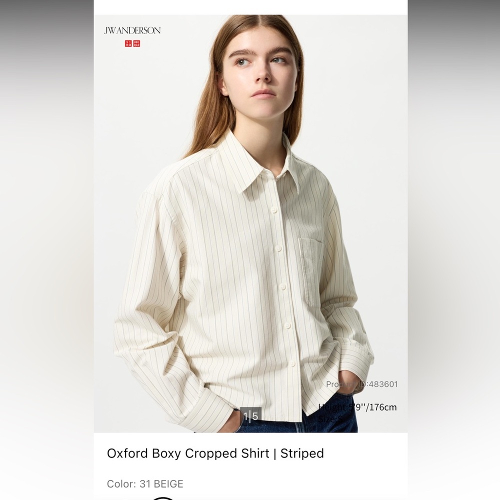 NWT Uniqlo jw Anderson crop button down